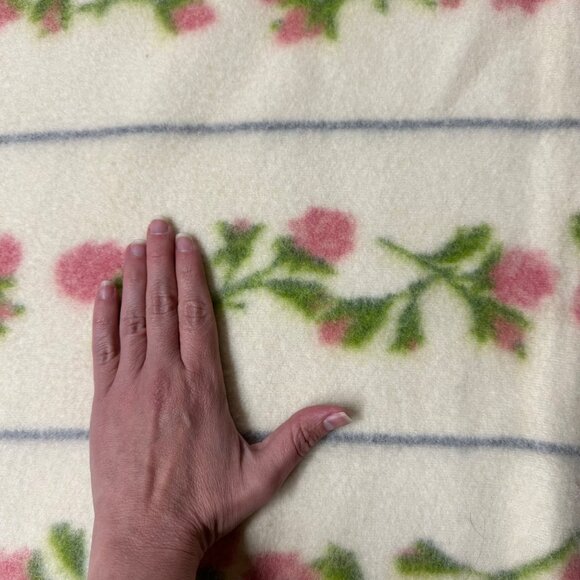 Vintage Chatham Purrey Blanket Pink Moss Roses Stripes 1950s Satin Style Trim - Picture 11 of 11